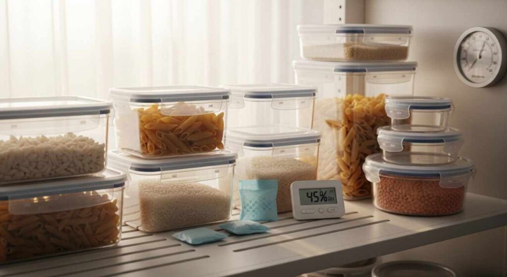Clean and dry plastic containers stored in a well-ventilated area with sunlight exposure, illustrating how to prevent mold and answering: Can Mold Grow on Plastic.
