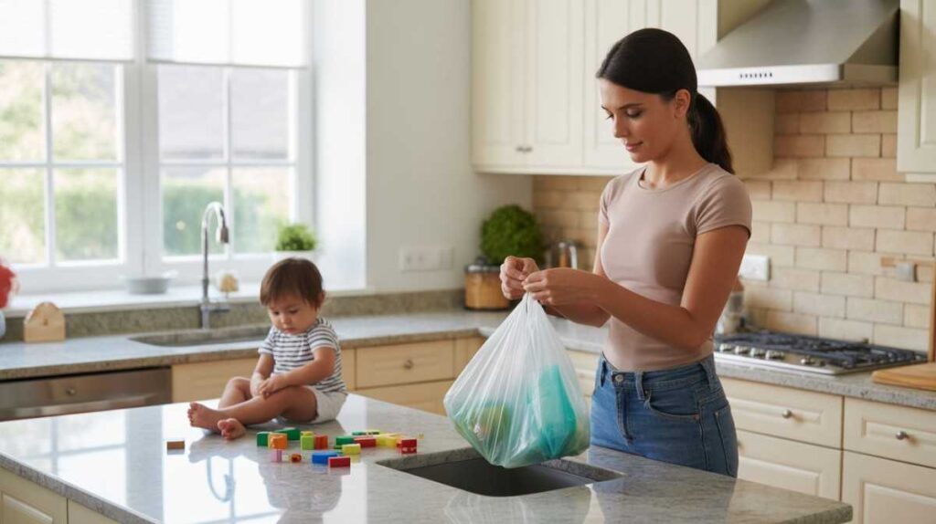 Proper storage and safe disposal of plastic bags to prevent suffocation risks in homes with children